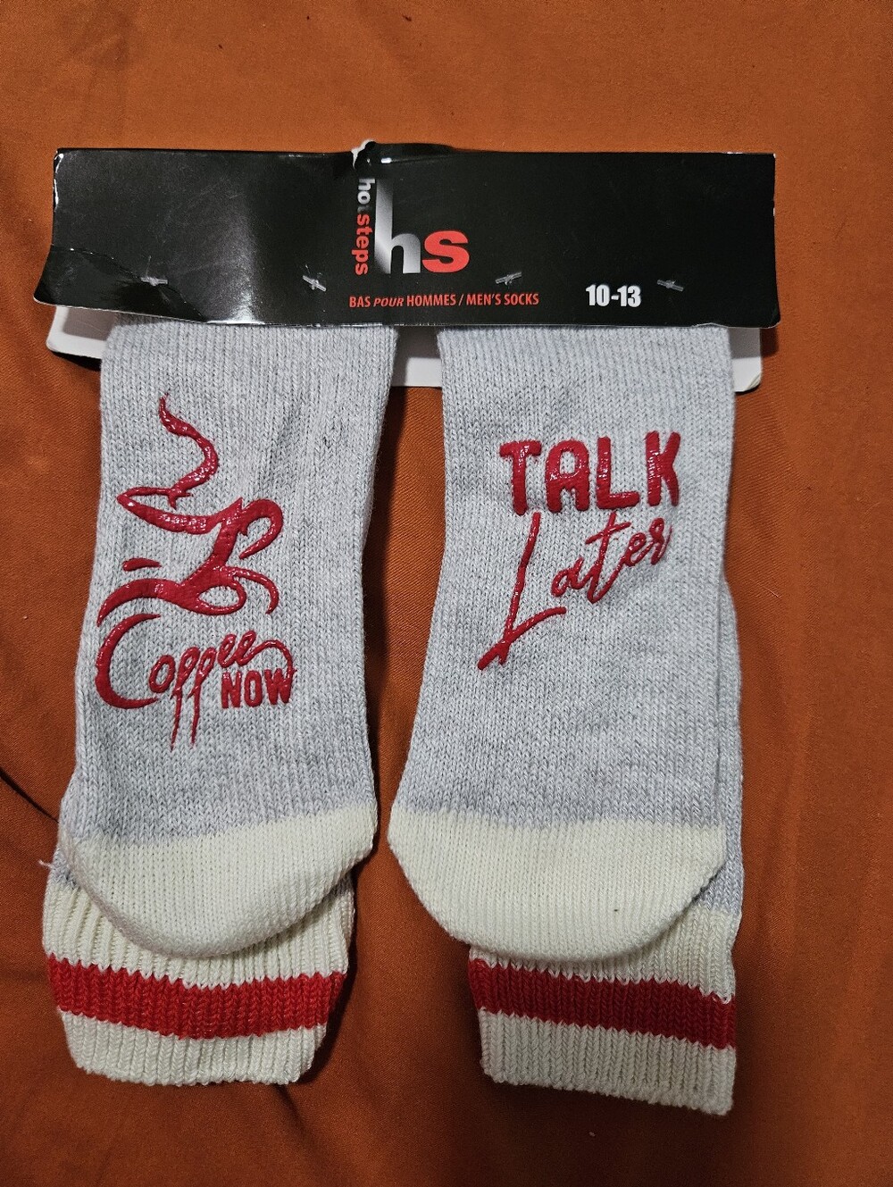 Men's Grey 'Talk Later / Coffee Now' Crew Socks